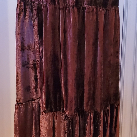 XL Long Velvet Dark Brown Skirt 3' Long Drawstring Waist 💝 - Picture 6 of 8
